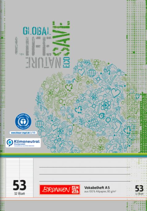 Vocabulary book, A5, 32 sheets, Lin. 53, recycling 